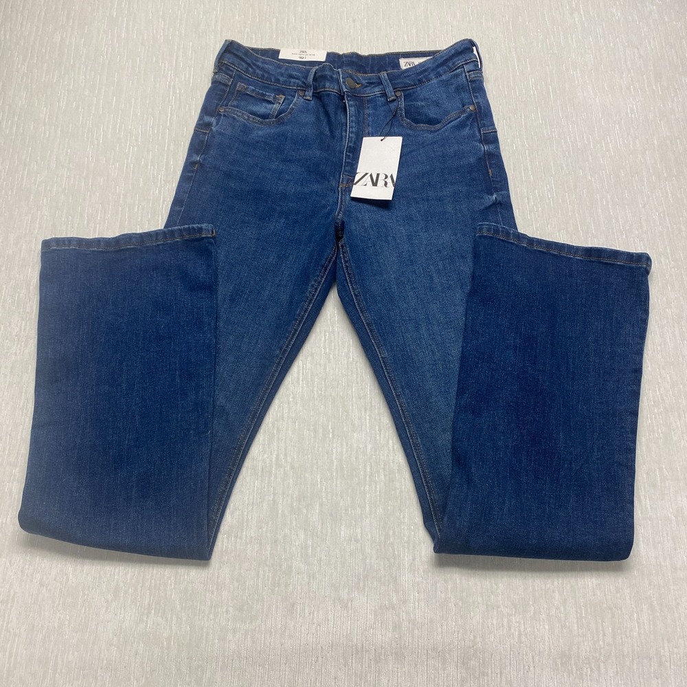 Zara Contour Bootcut Leg Jeans Womens Sz 10 Blue Denim Cotton Mid Rise Slim Fit